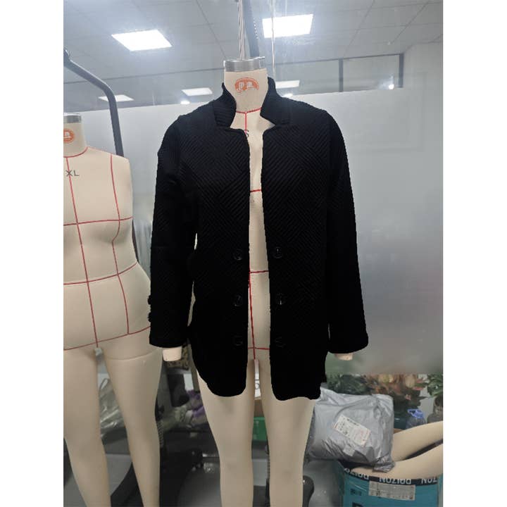 UNISHE - Wholesale Blazer - Women's - Double Buttons Solid Color V-Neck Long Sleeve Blazer ZK36482