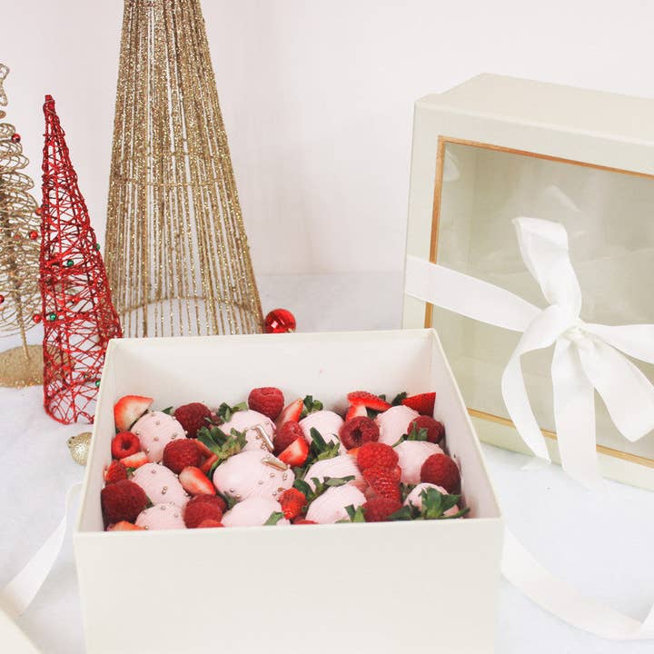 Elegant Design Supply - Wholesale Gift box - Square Gift Box with Clear Lid and Ribbon - Various Colors - For Luxury Flower/ Gift / Chocolate Strawberry Arrangements4