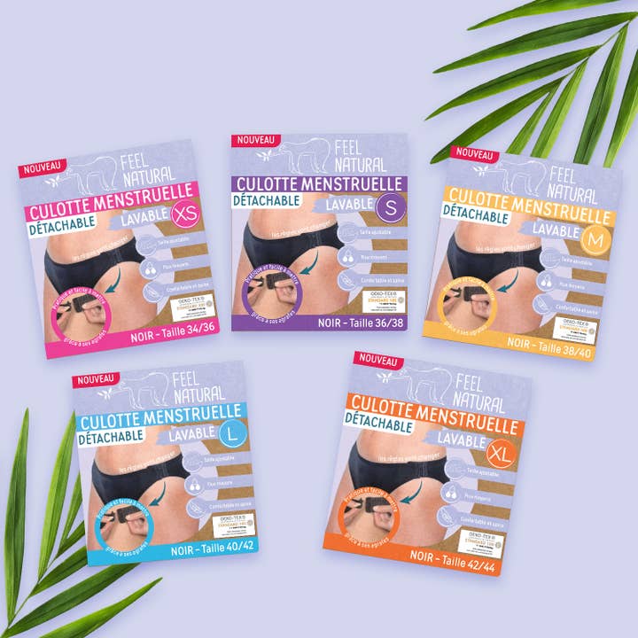 FRENCH TENDANCE - Wholesale Period underwear – Women’s - Detachable washable and reusable menstrual panties BLACK8