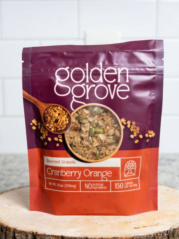 Cranberry Orange Granola 9.5oz for wholesale by Golden Grove Granola