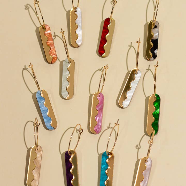 Moon-Seed - Wholesale Hoop Earrings - Suni Hoops- Purple Gold Fill Dangle Hoop Statement Earrings4