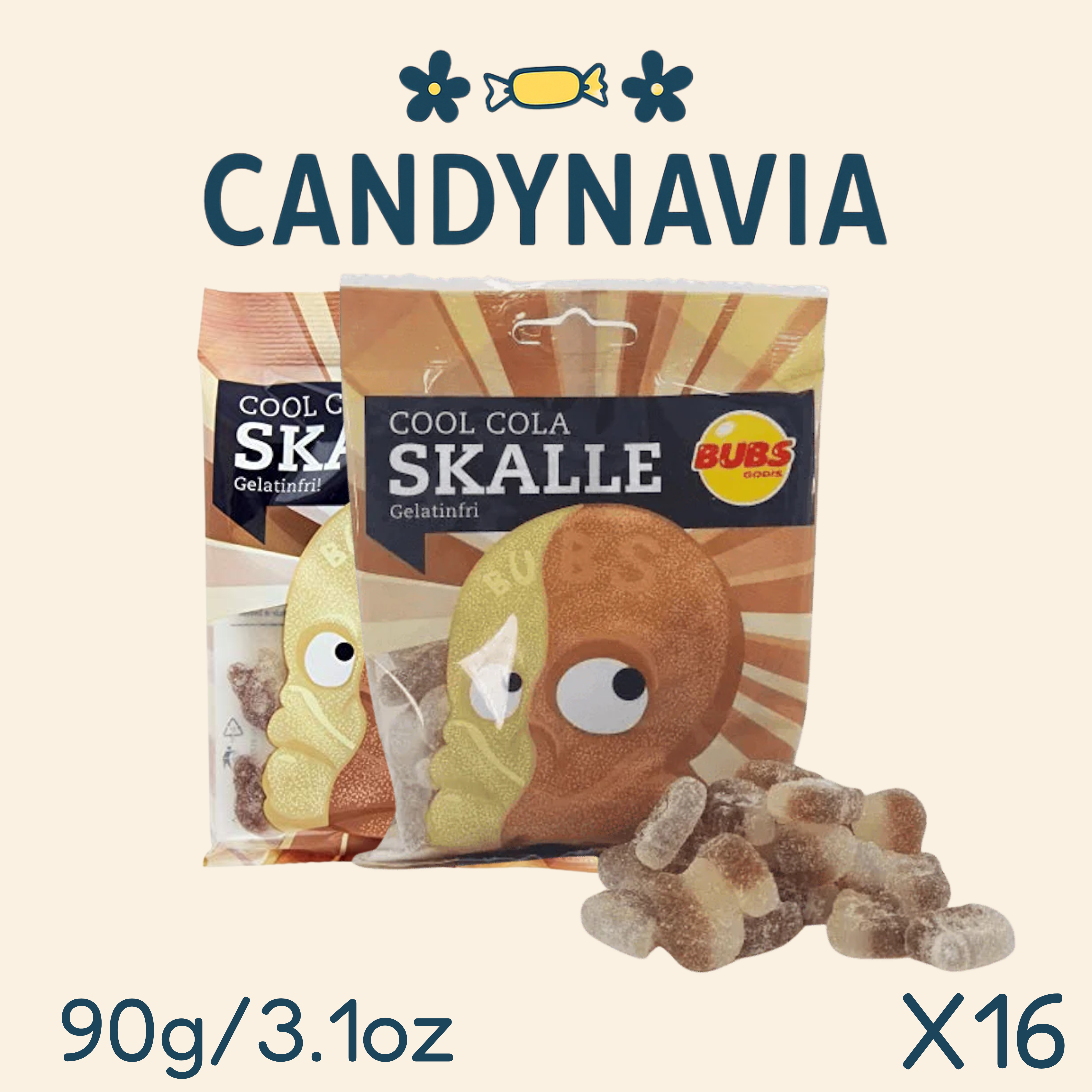 Candynavia - Wholesale Gummy - Bubs Cool Cola Skull 90g Bags2