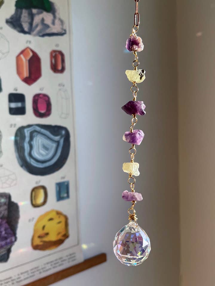 Raw Gemstone Suncatcher for wholesale by Helen Ethel Jewelry
