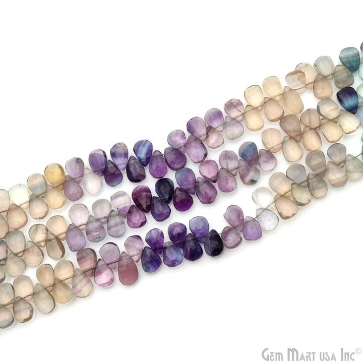 GemMartUSA - Wholesale Beads - Fluorite Pears Briolette Beads, 8 Inch Gemstone Strand,9x7mm
