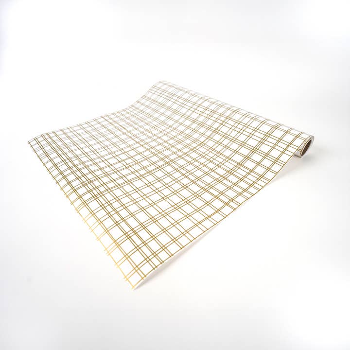 Gatherings by Curated Paperie - Wholesale Disposable Table Cover/Runner - Gold Plaid Paper Table Runner5