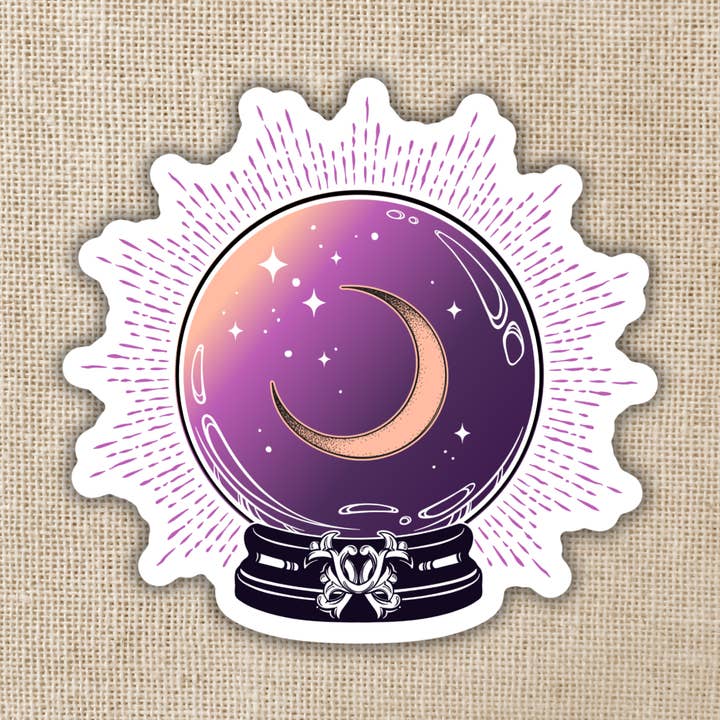 Moon Crystal Ball Sticker, 3-inch for wholesale by Kingdom of Threads