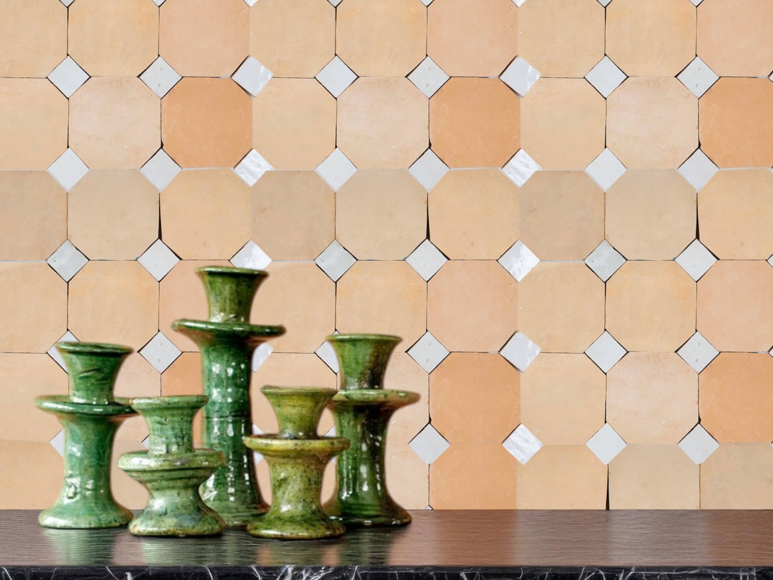 Moroccantastics - Wholesale Wall Tile - Handcrafted Natural & White Moroccan Zellige Tiles – Octagon & Bouchon Patterns5