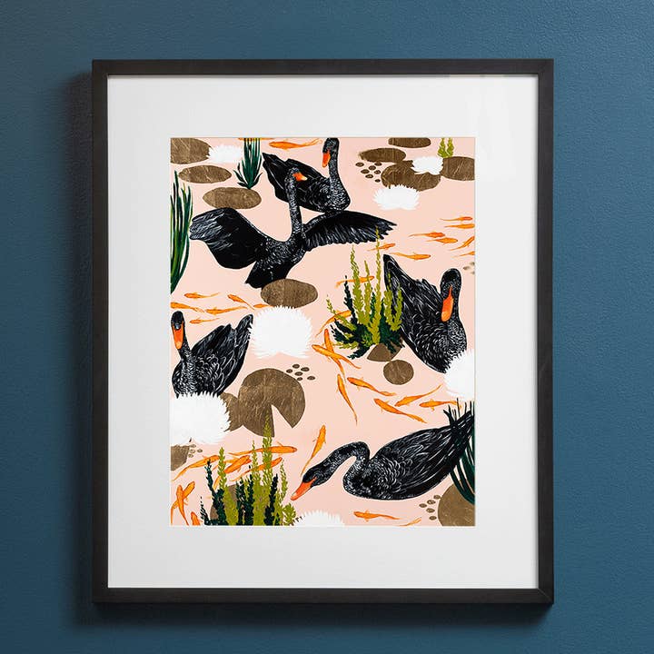 Blushing Black Swans (Paper) for wholesale by Joseph Bradley Studio