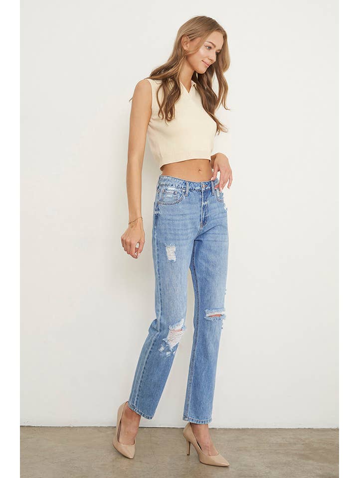 Insane Gene USA – wholesale Jeans – Women’s – Knee Distressed Girlfriend Jeans