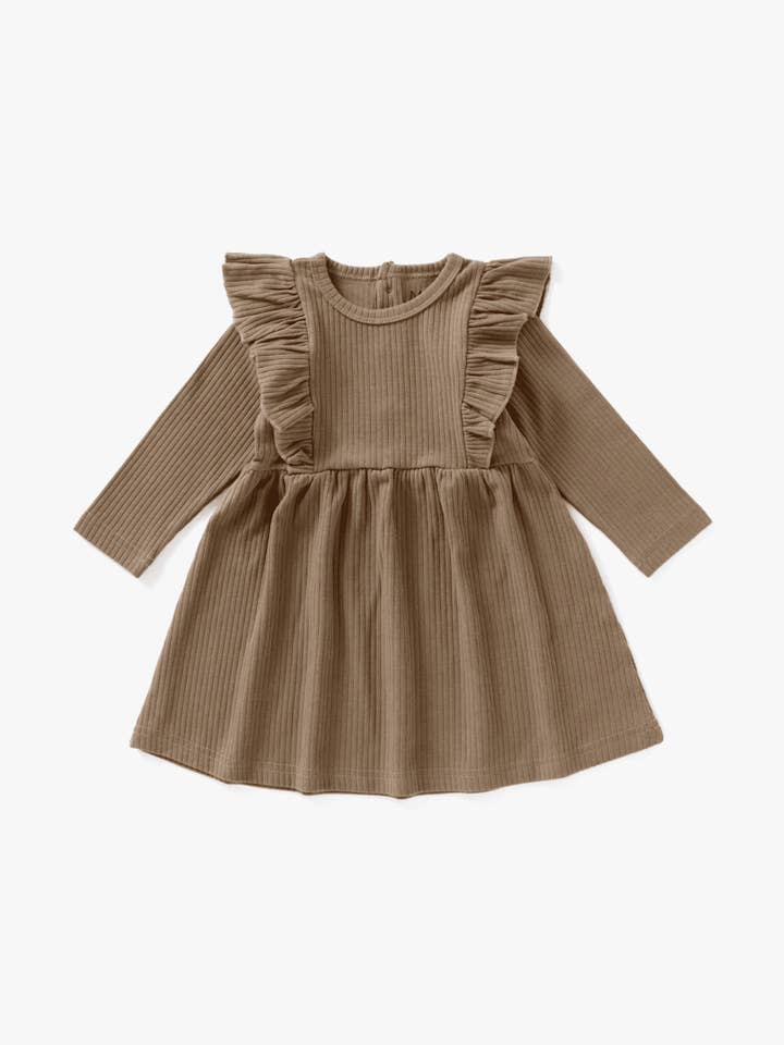 Robe côtelée à motif flutter | Cappuccino pour la vente par Mila & Co.