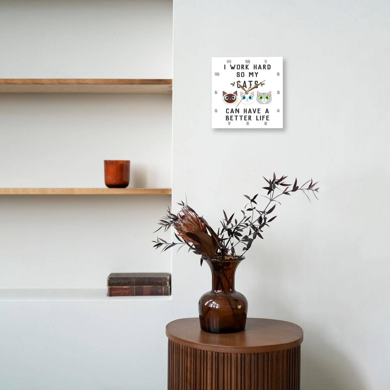 3dRose - Wholesale Wall Clock - 3dRose, I Work Hard So My Cats Can Have A Better Life, Wall Clock5