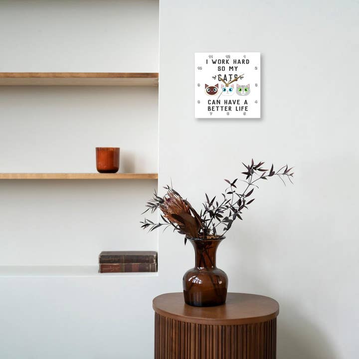 3dRose - Wholesale Wall Clock - 3dRose, I Work Hard So My Cats Can Have A Better Life, Wall Clock5