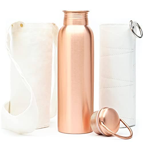 KS Copper Bottle (34Oz/1000ml) with Canvas Bag & Sleeve for wholesale by Advanced Mixology