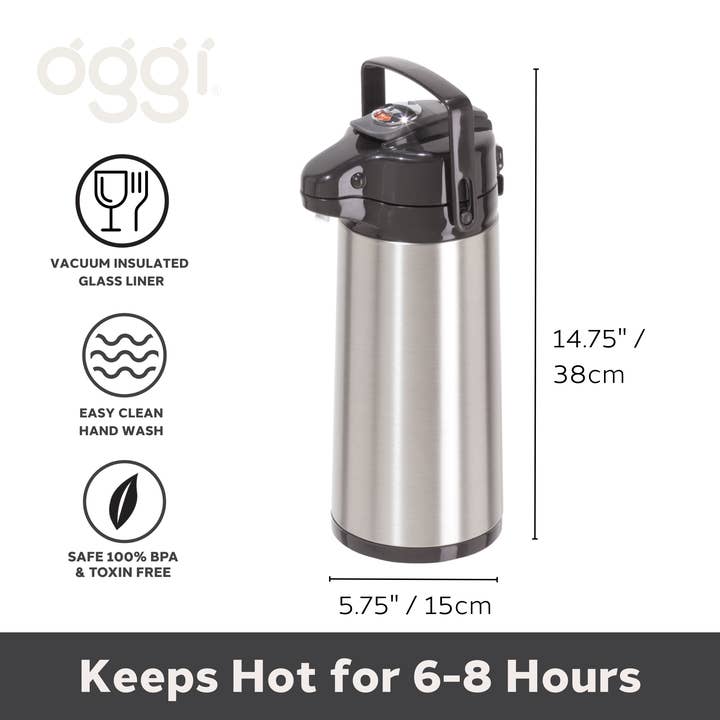 Oggi - Wholesale Carafe - Coffee Carafe - Pumpmaster, Glass Liner (1.9 lt, 64 oz)1