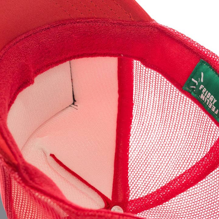 Mucho Amor Trucker Hat in Red for wholesale on Faire5