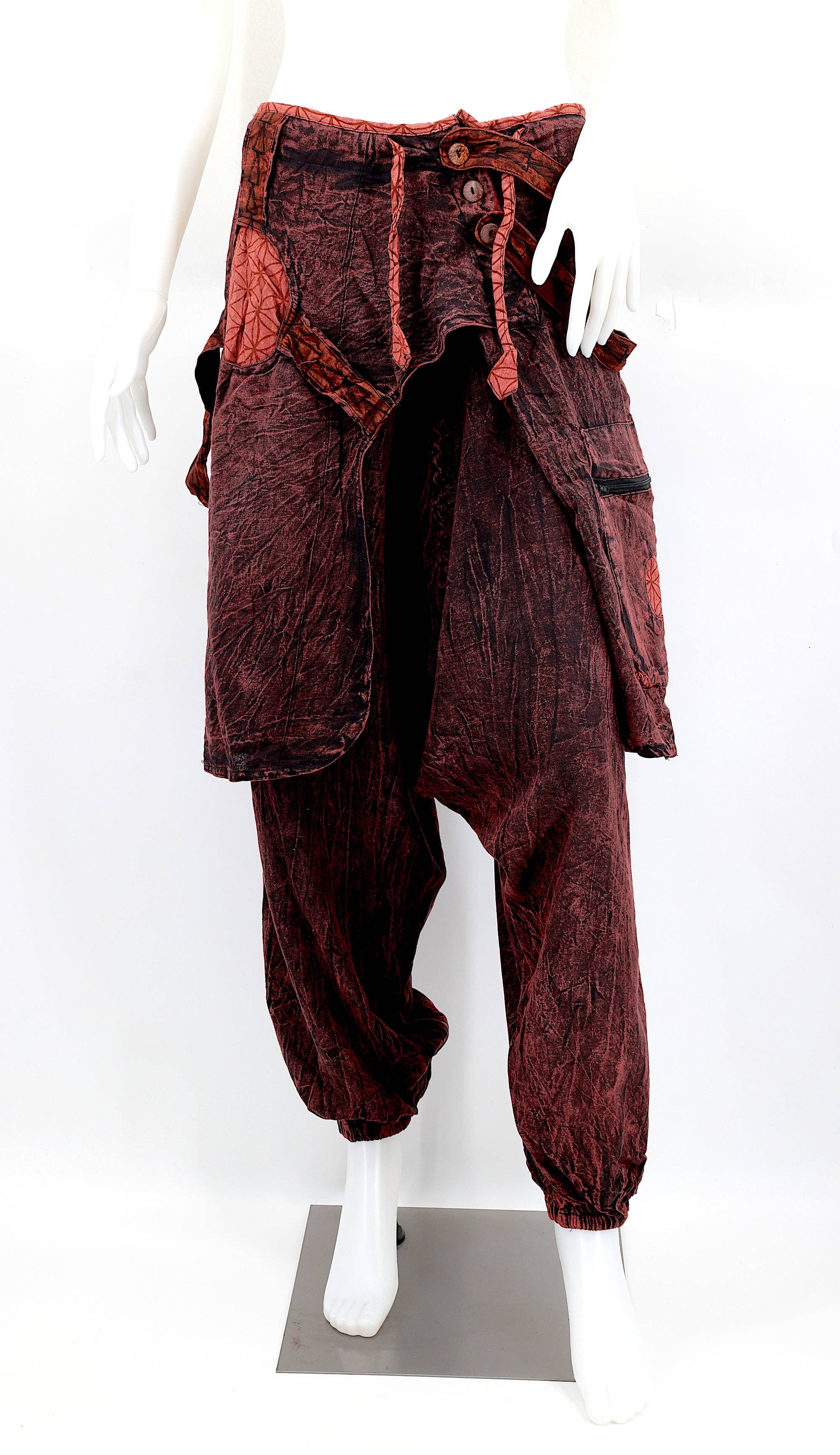 Himalaya Handmade – wholesale Byxor - Dam – Handgjorda bohemiska hippie haremsbyxor i bomull med blekt färgmönster Flower of Life4