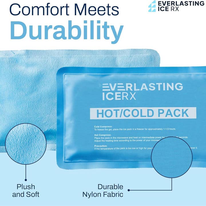 Everlasting Ice RX - Wholesale Ice Pack - Reusable Hot and Cold Gel Soft Ice Packs - 2 Pack Large Gel Ice Pack - Hot and Cold Therapy Solution for Injuries, Cold Packs for Pain Relief - Ice Packs for Injuries Reusable - 10 x 52