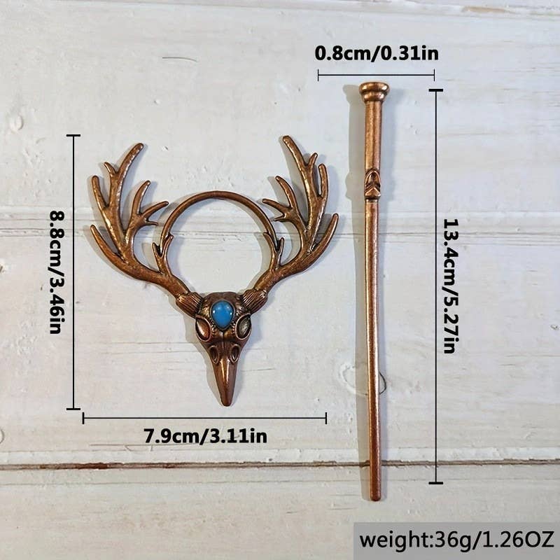 Copper Vintage Crow Skull Moonstone Hair Accessories for wholesale on Faire3