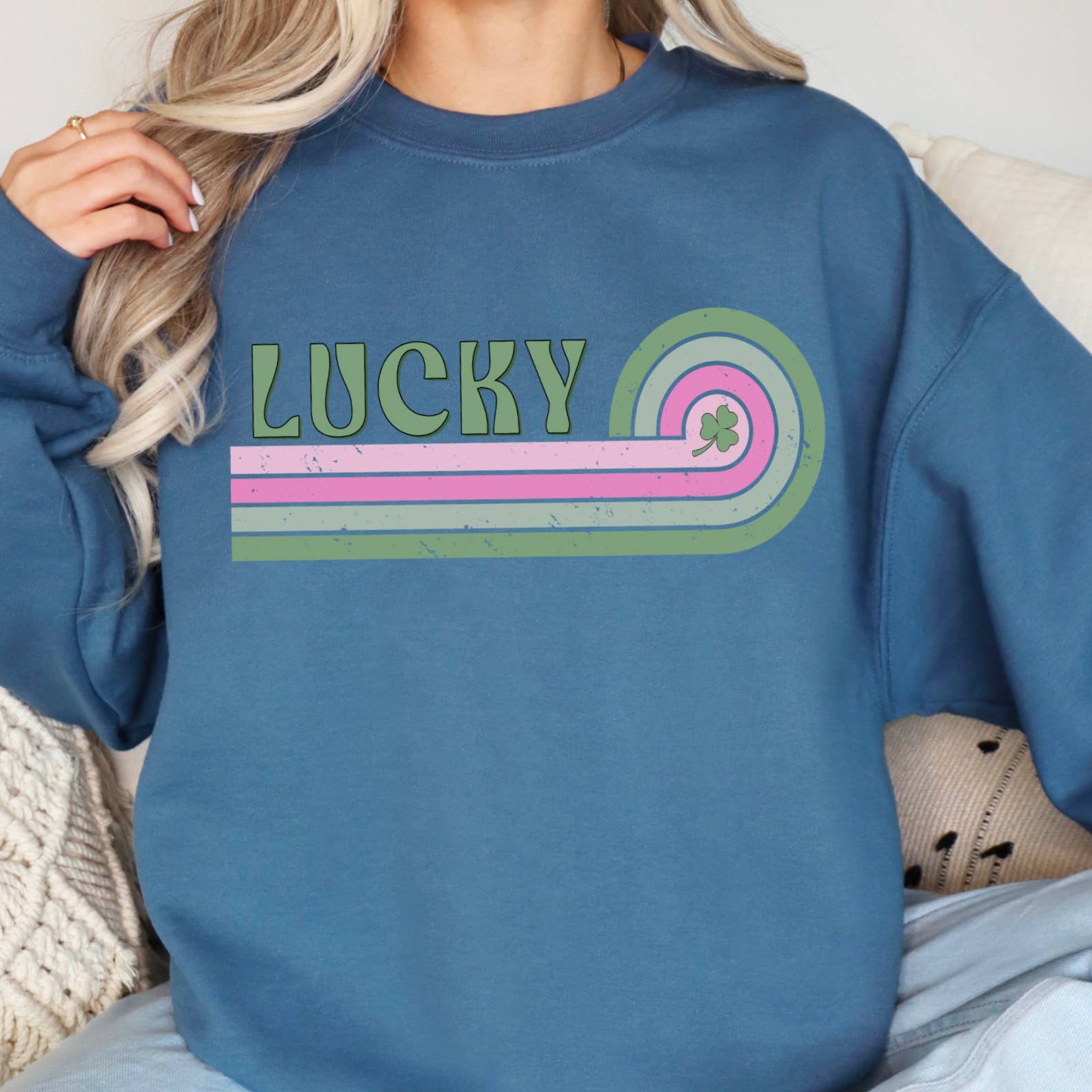 Shoppe SHC - Vente Sweat-shirt à imprimés – femme - Sweat-shirt ras du cou graphique chanceux de la Saint-Patrick6