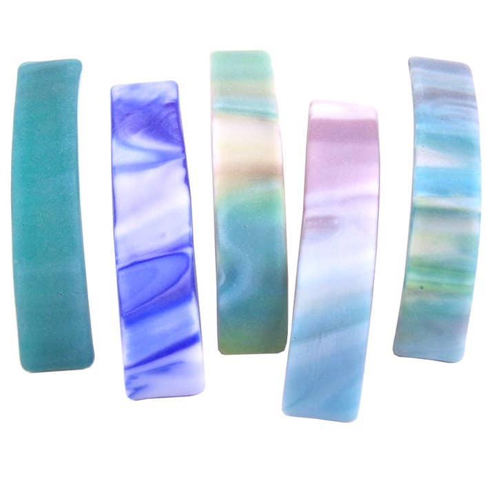 Glass Town USA – wholesale Hårspänne - Dam – Strand Glas Barrettes frostat Glas Blå Grön Tan Pastell