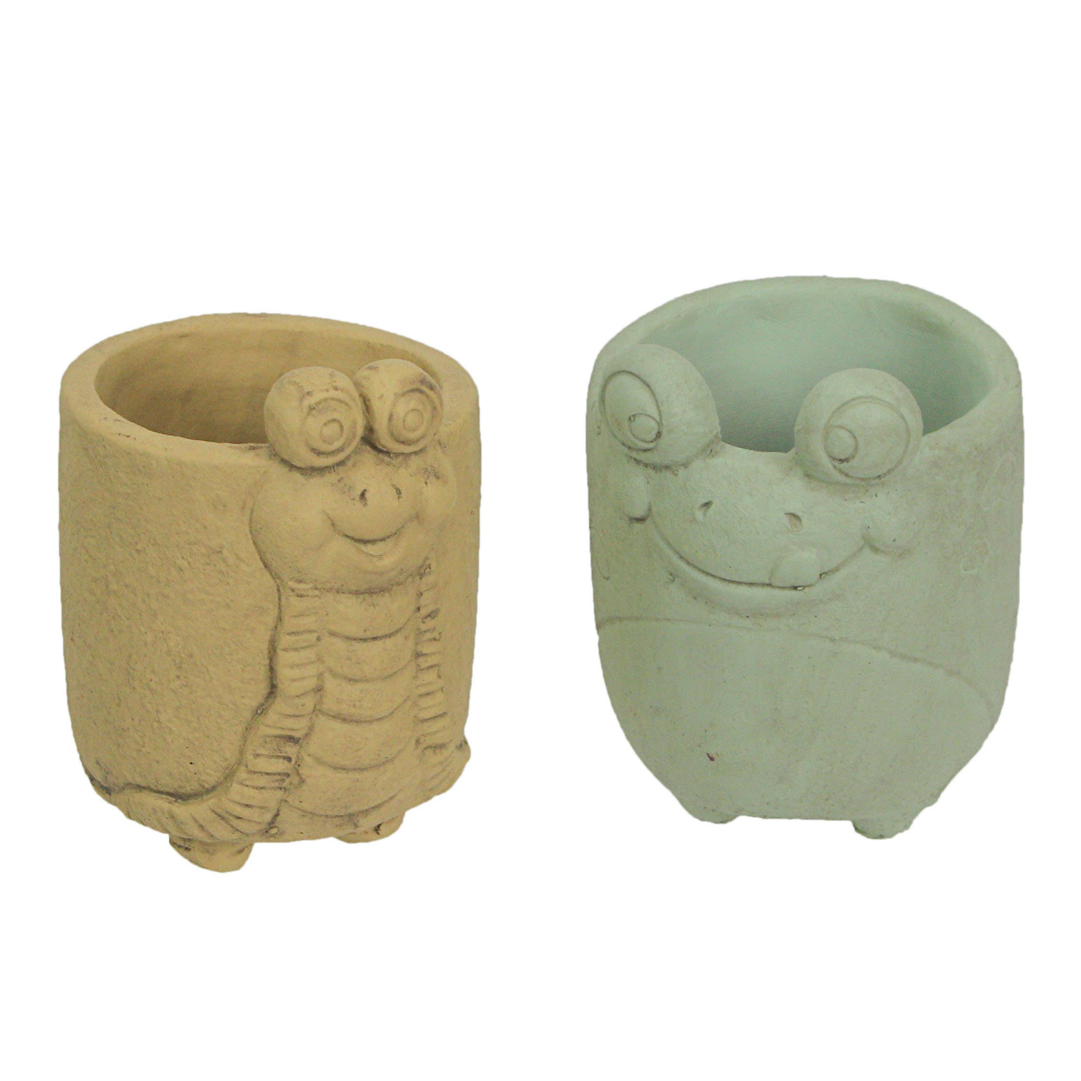 Things2Die4 - Wholesale Plant Pot - Set Of 2 Snail & Frog Resin Succulent Planters0