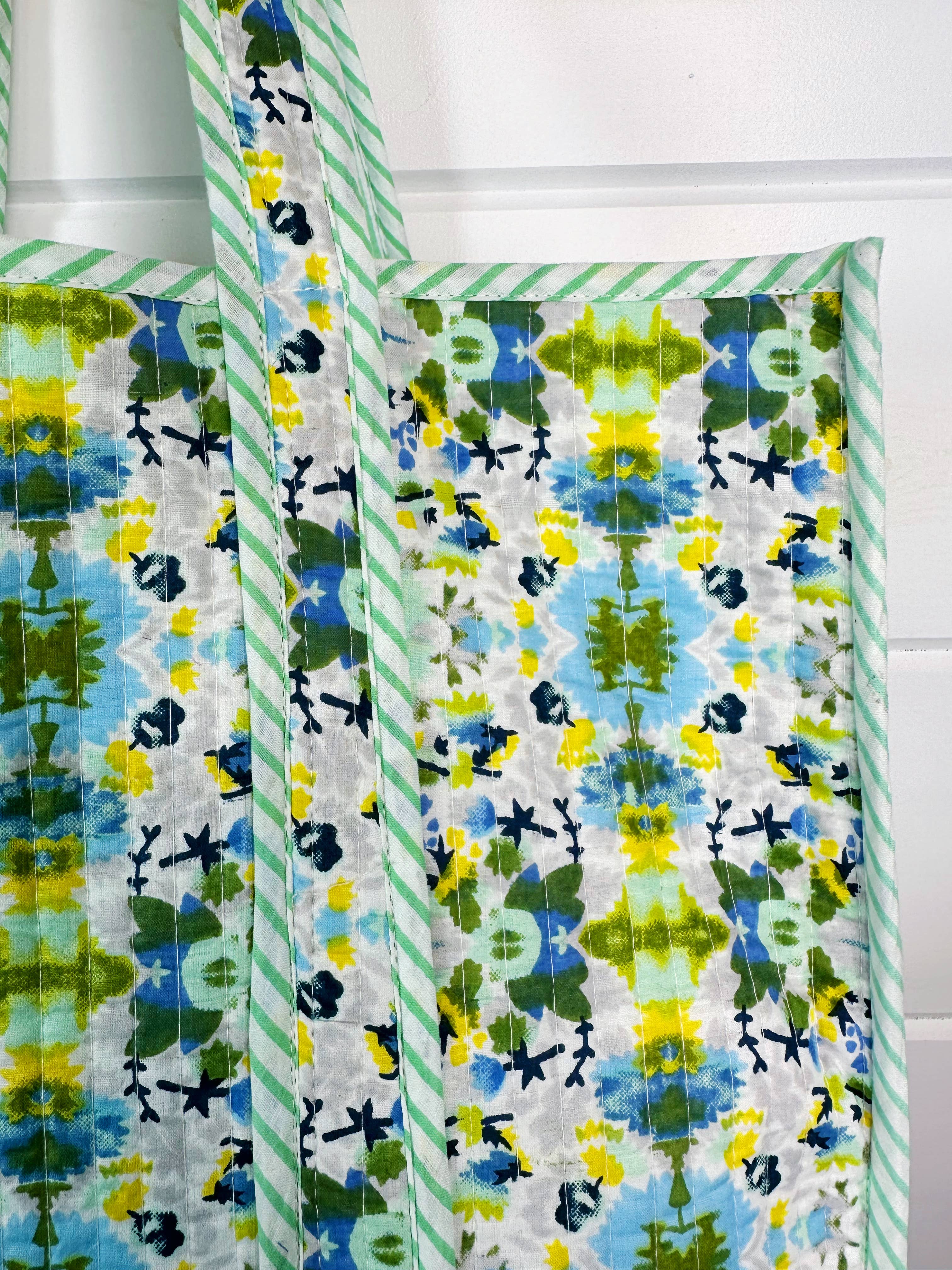 Folklore Couture - Wholesale Grocery/Shopping Bag - Large Tote Bags | Handmade Quilted Tote | Aqua Tie Dye2