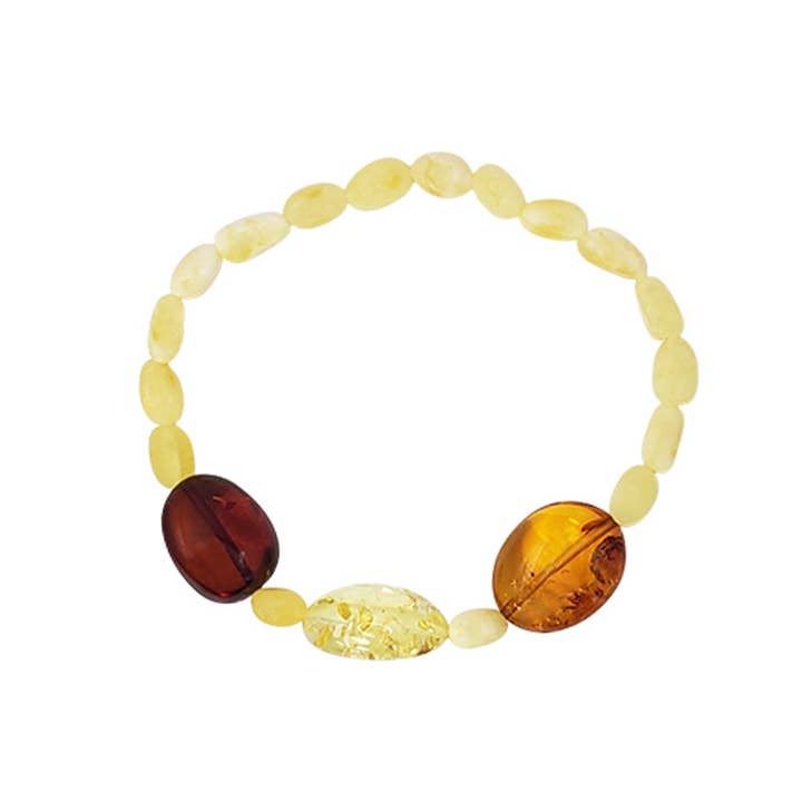 Bracelet extensible en ambre multicolore pour la vente par Amberman