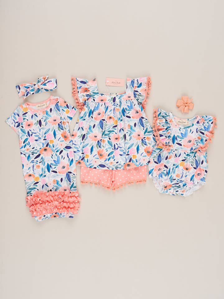 Marie Nicole Clothing - Wholesale Bodysuit (Non-Footed) - Baby - Blushing Susie Ruffle Bubble