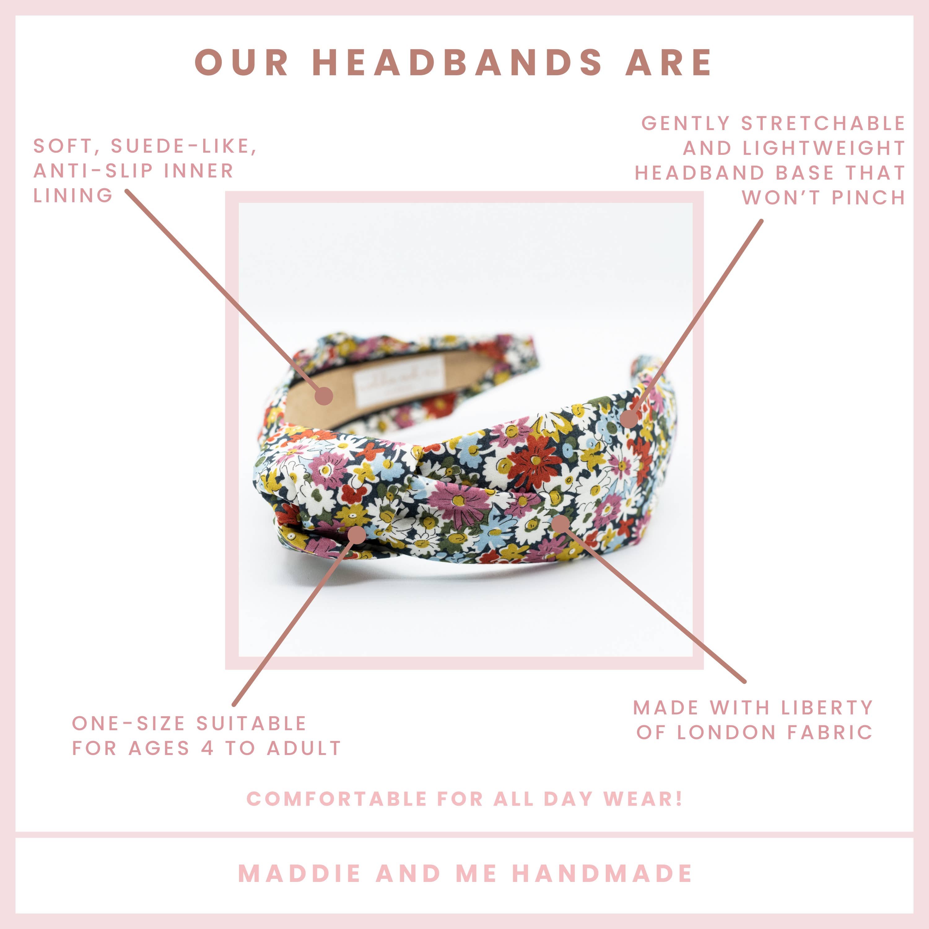 Maddie and Me Handmade - Wholesale Fashion Headband - Women's - Top Knot Liberty of London Headband with Flowers2