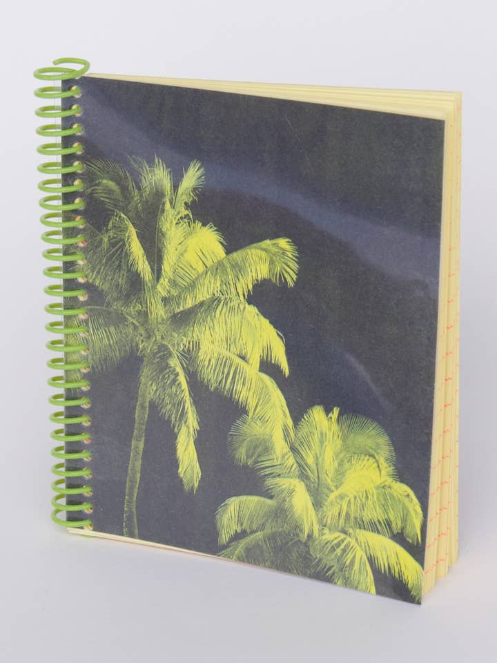 Night Palms Spiral Bound Riso Notebook for wholesale by Pencil Urchin Press LLC