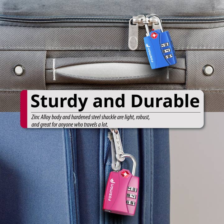 Fosmon - Wholesale Luggage Lock - TSA 3-Digit Combination Luggage Lock with Alert Indicator3