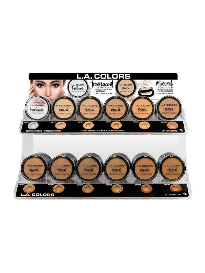 LA Colors CAD96.1 Mineral Pressed Powder Display Set - 108pc for wholesale by PINEAPPLE Beauty