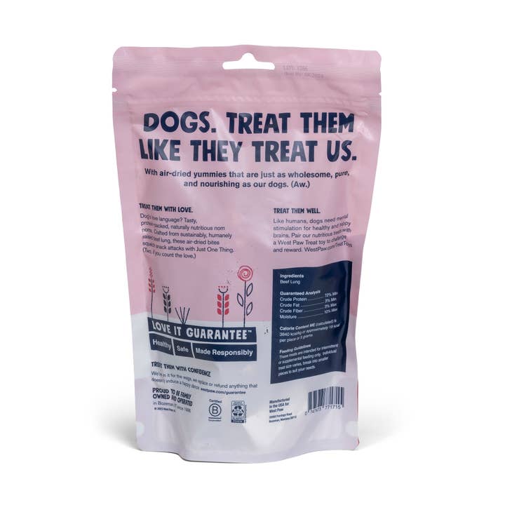 West Paw - Wholesale Pet Treats - Dog - Air-Dried Beef Lung Single-Ingredient Dog Treats - Case of 61
