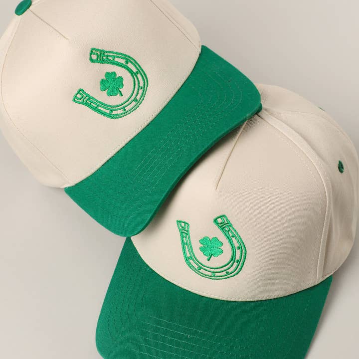 Horseshoe Clover Luck Embroidery Trucker Hat for wholesale by Fashion City
