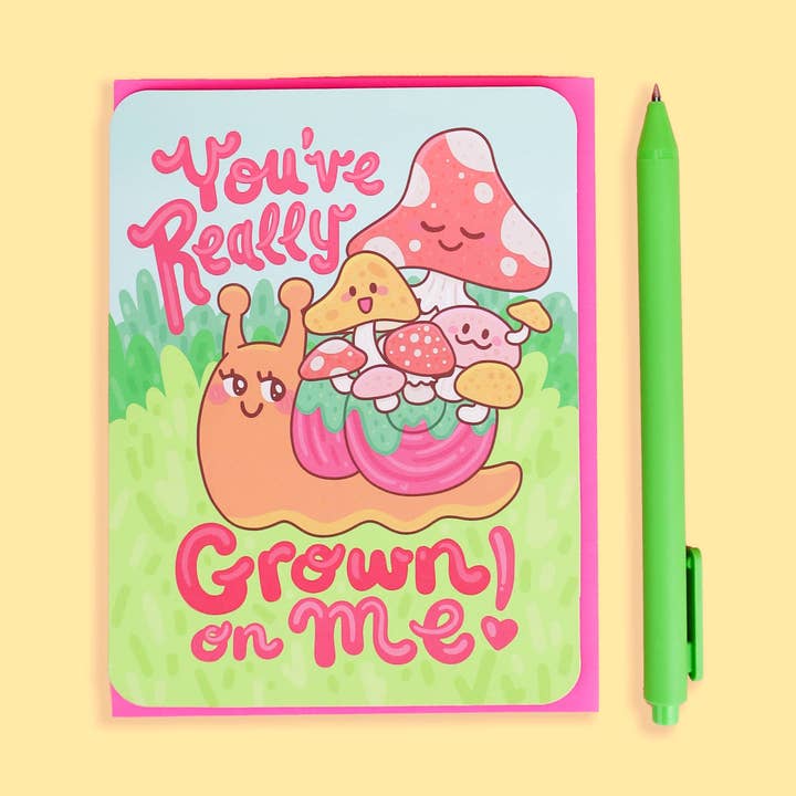 Turtle's Soup – wholesale Valentine's Day card – Grown On Me Snail Mushroom Card Valentine's Greeting Card0