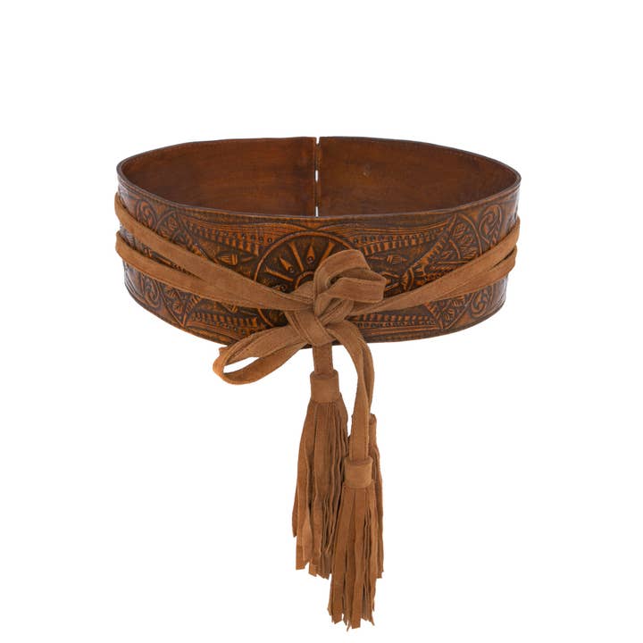 Cleopatra Belt Antique Medium Brown/Dark Tan for wholesale on Faire3