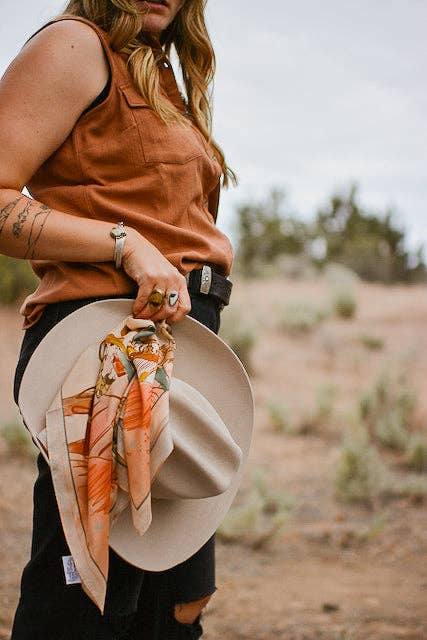 Tirzah Lane Art - Wholesale Scarf - Women's - September Ride Cowgirl Silk Scarf Wild Rag1