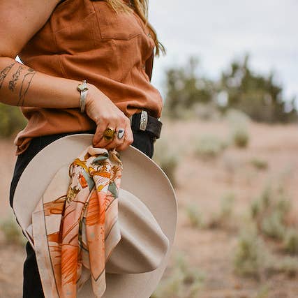 Tirzah Lane Art - Wholesale Scarf - Women's - September Ride Cowgirl Silk Scarf Wild Rag1