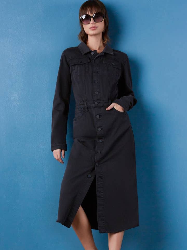 Piece Dyed Denim Dress for wholesale by WASH LAB