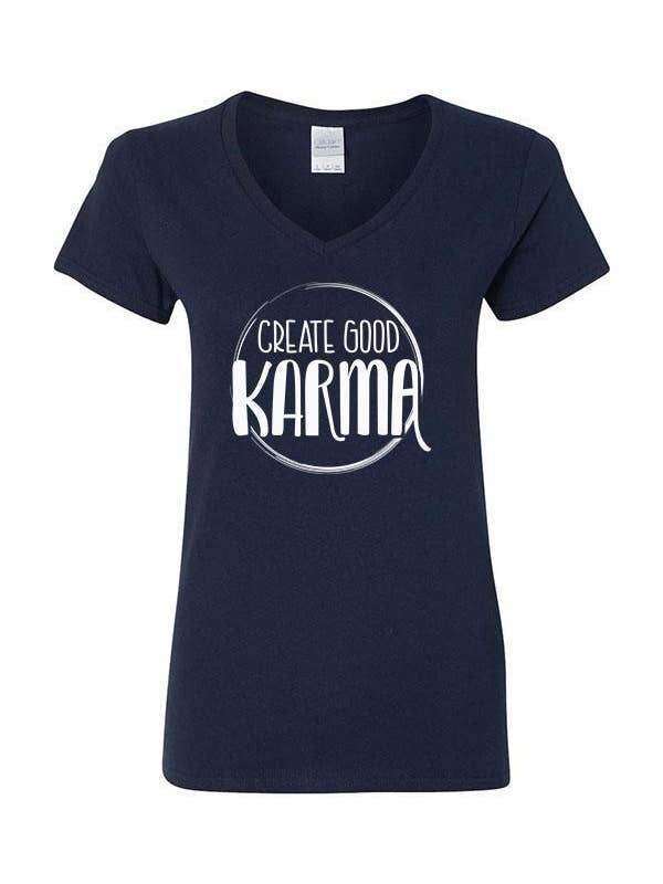 Soulful Wear - Wholesale Screen Printed T-Shirt - Women's - Create Good Karma (V-Neck)1