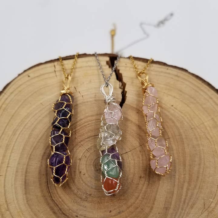 Håndlavet naturlig chakra energisten burhalskæde for engroshandel hos CHAKRA JEWELRY