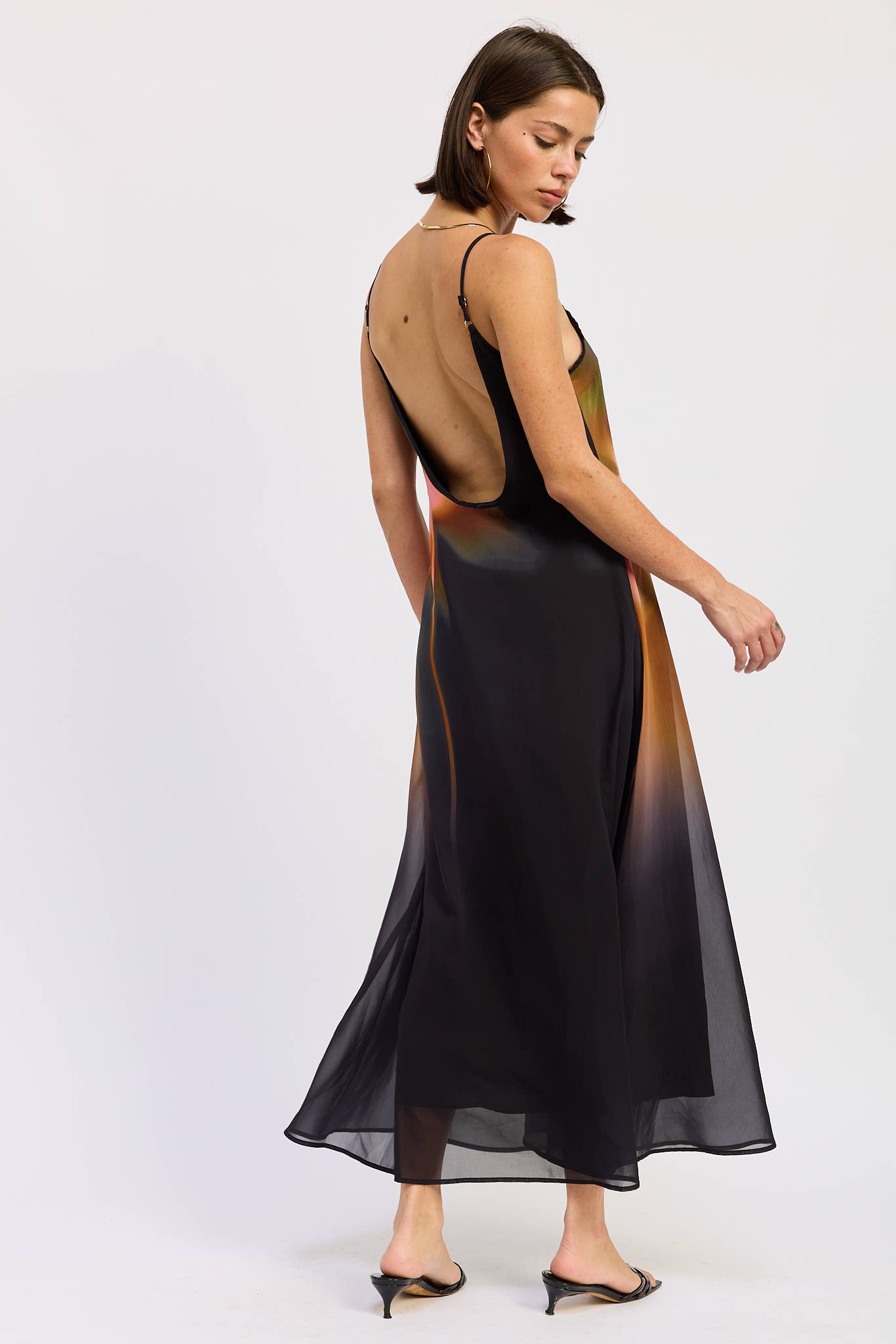 BLACK MAXI FLORAL PRINT SLIP DRESS WITH SCOOP BACK  for wholesale on Faire6