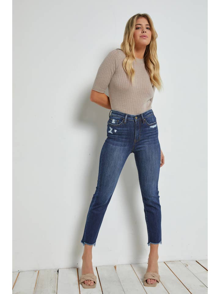 DARK WAVE HIGH RISE STRAIGHT CROP - Casual Design for wholesale on Faire2