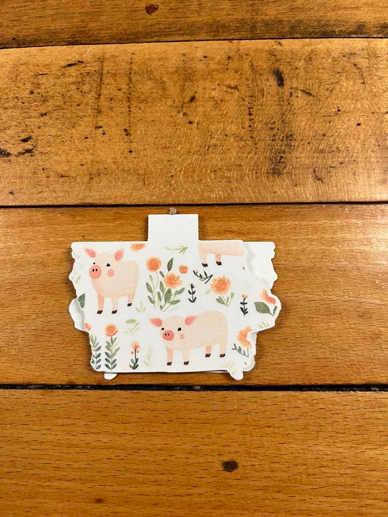 Iowa Paper Farm - Wholesale Bookmark - Iowa shaped pigs and flowers magnetic bookmark4