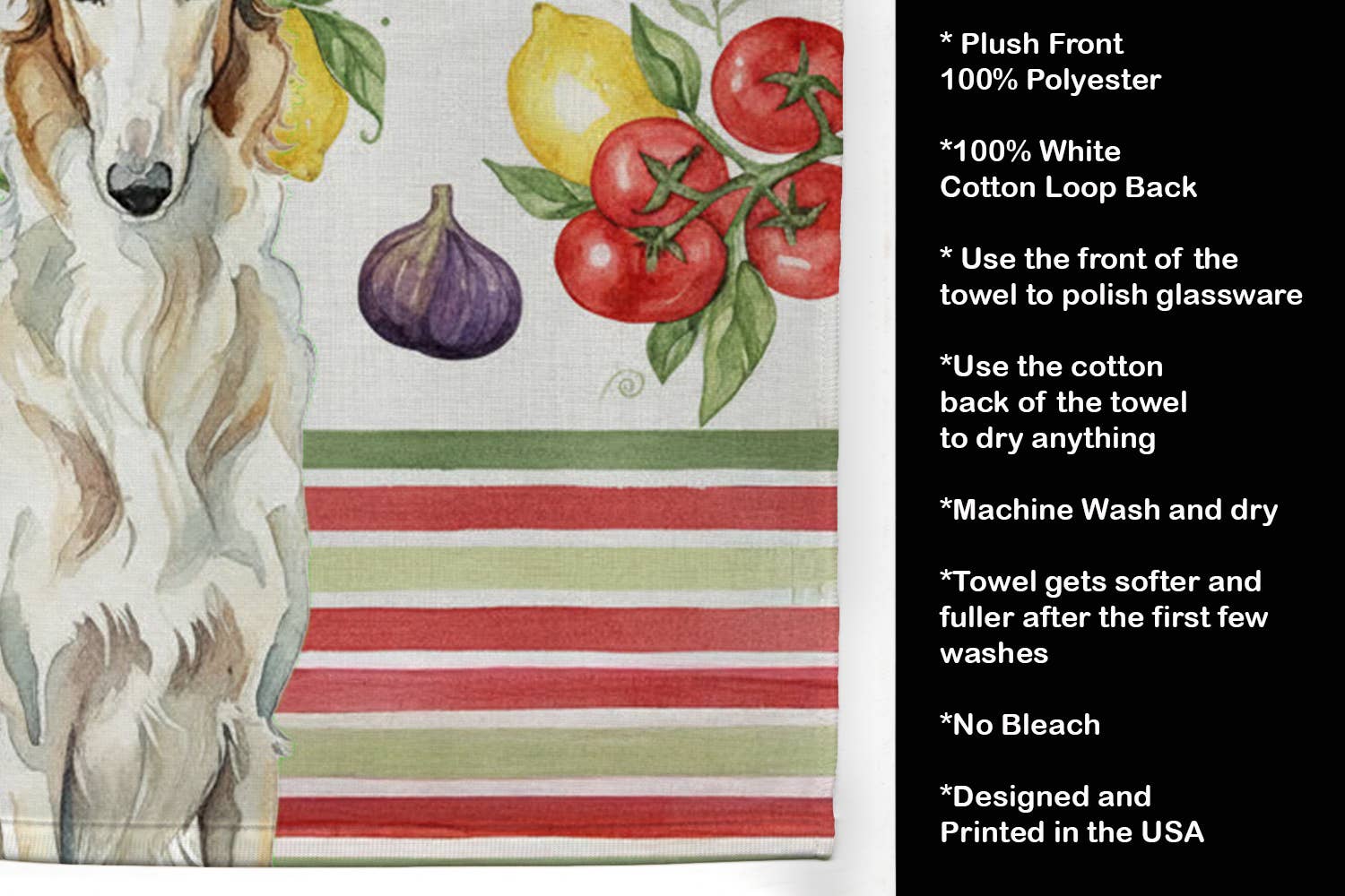 Caroline's Treasures – toalha por atacado – Toalha de Legumes Borzoi WDK81302