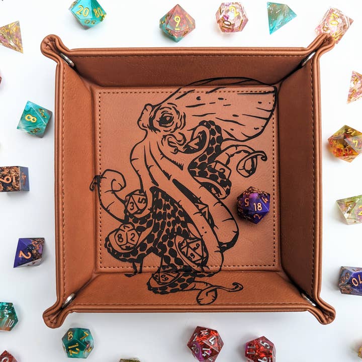 Emberglow Gaming - Wholesale Dice - Kraken of Holding - D&D Vegan Leather Dice Rolling Tray