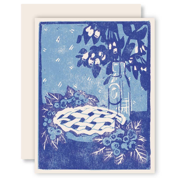 Heartell Press - Wholesale Stationery/notecard set - Blueberry Pie Letterpress Card -Boxed Set of 6