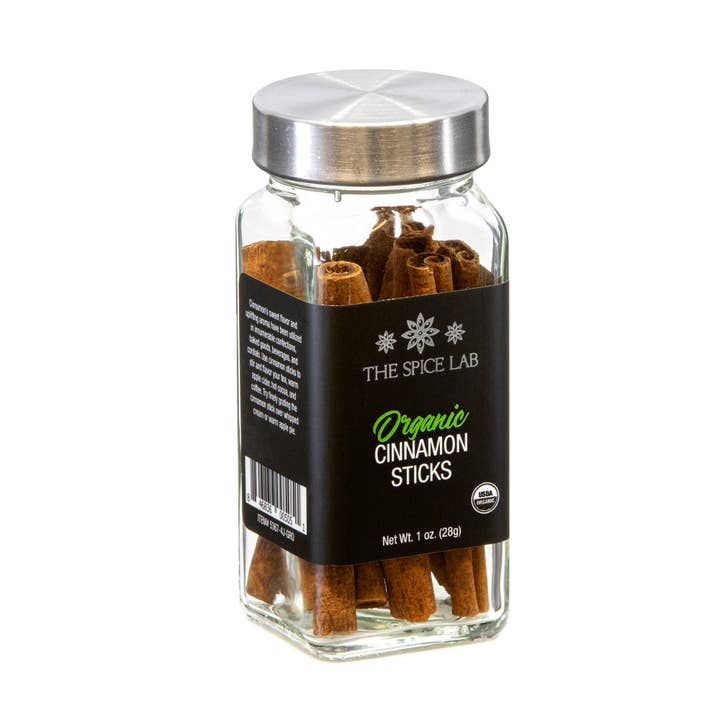 THE SPICE LAB - Wholesale Dried Spice - Organic Cinnamon Sticks - Case/6 - 1 oz French Jars