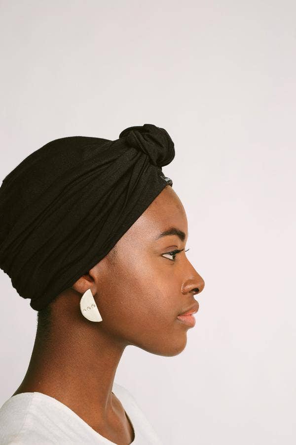 Black Satin-Lined Knot Turban for wholesale on Faire1