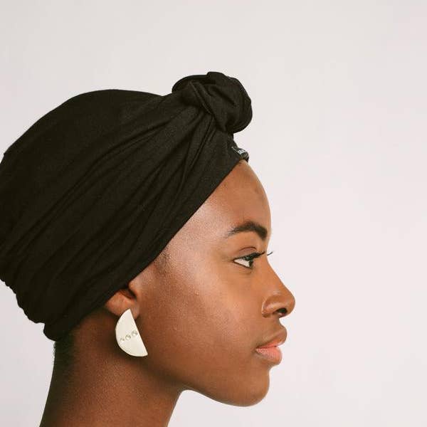 Black Satin-Lined Knot Turban for wholesale on Faire1